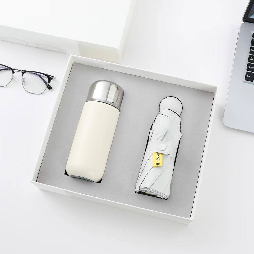 Black thermos and power bank gift set